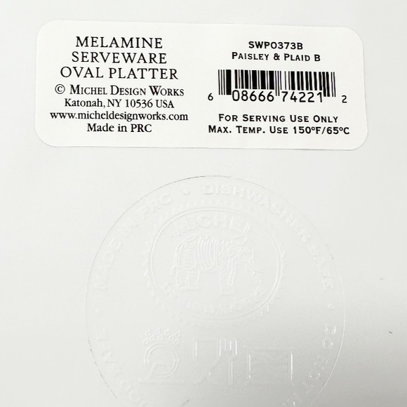 NEW Michel Design Works PAISLEY & PLAID Melamine Serveware Oval Platter - Picture 4 of 4